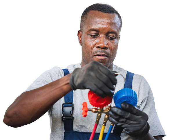 Technician working on an HVAC system